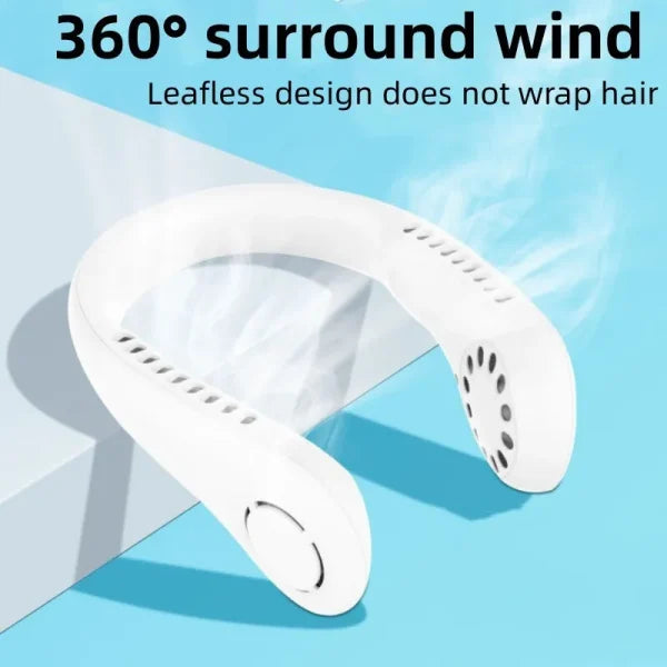Mini Bladeless Neck Fan – USB Rechargeable, 3-Speed, Portable & Quiet Cooling for Outdoor, Office & Travel Use