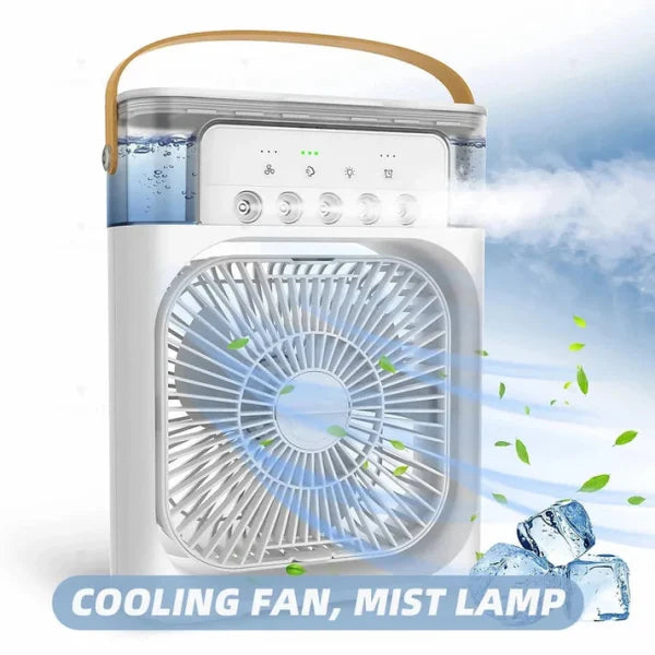 Portable USB Air Conditioner Fan with Humidifier & Fine Mist – 3-Speed Mini Cooling Fan (Random Color, 9.5-Inch)