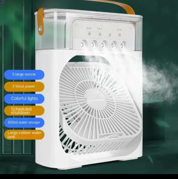 Portable USB Air Conditioner Fan with Humidifier & Fine Mist – 3-Speed Mini Cooling Fan (Random Color, 9.5-Inch)