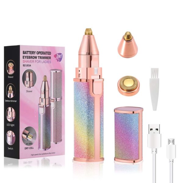 Flawless 2-in-1 Rechargeable Eyebrow Trimmer – USB Hair Remover with Cleaning Brush | Waterproof & Painless for All Skin Types