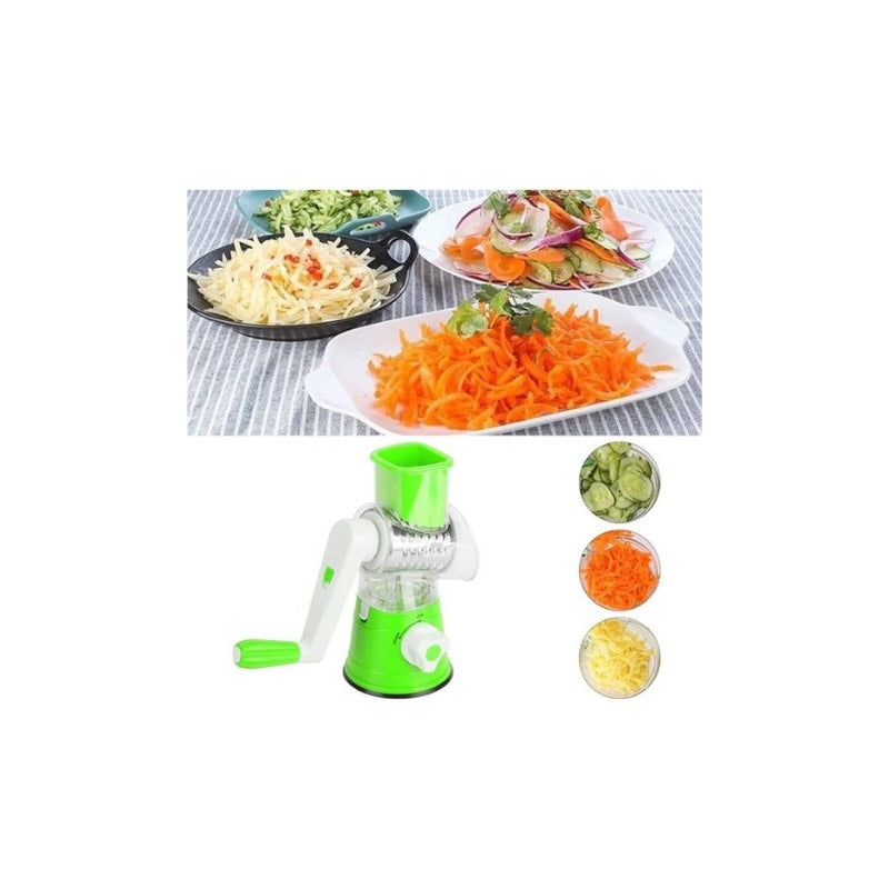 Multi-Functional Manual Drum Grater – 3-in-1 Vegetable Slicer, Shredder & Chopper for Kitchen Use