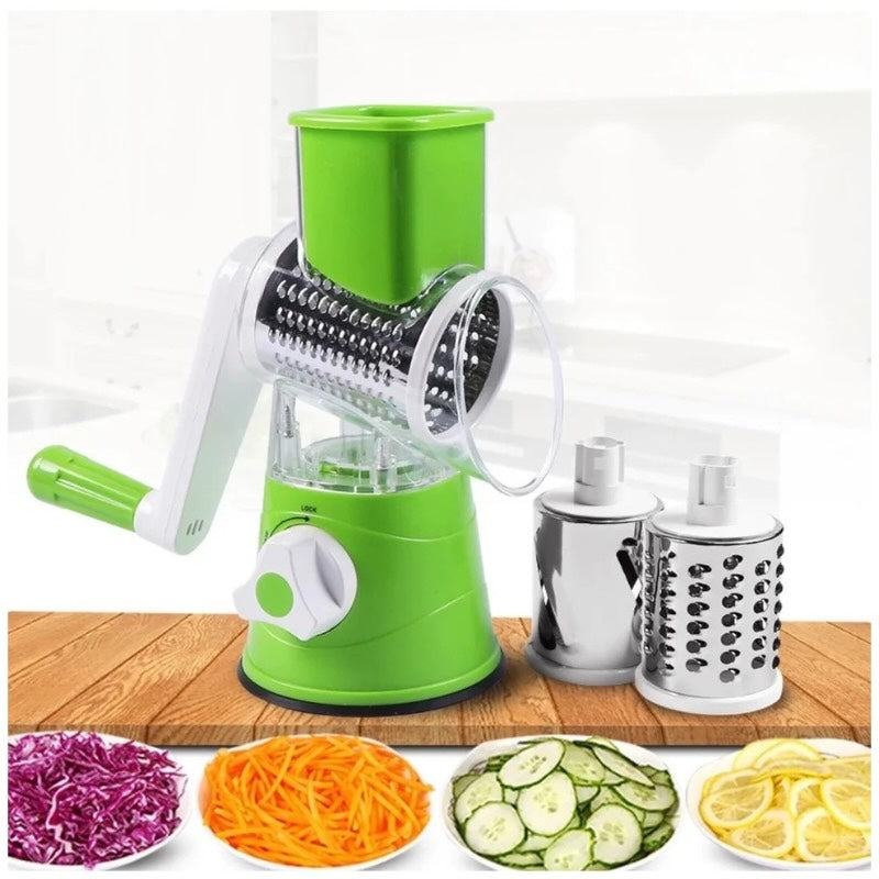 Multi-Functional Manual Drum Grater – 3-in-1 Vegetable Slicer, Shredder & Chopper for Kitchen Use
