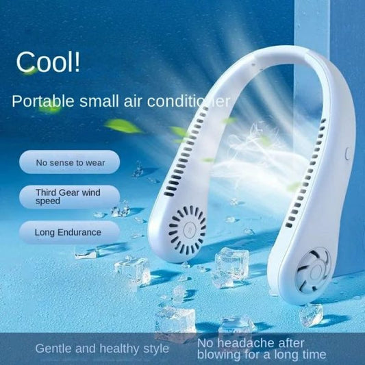 Mini Bladeless Neck Fan – USB Rechargeable, 3-Speed, Portable & Quiet Cooling for Outdoor, Office & Travel Use