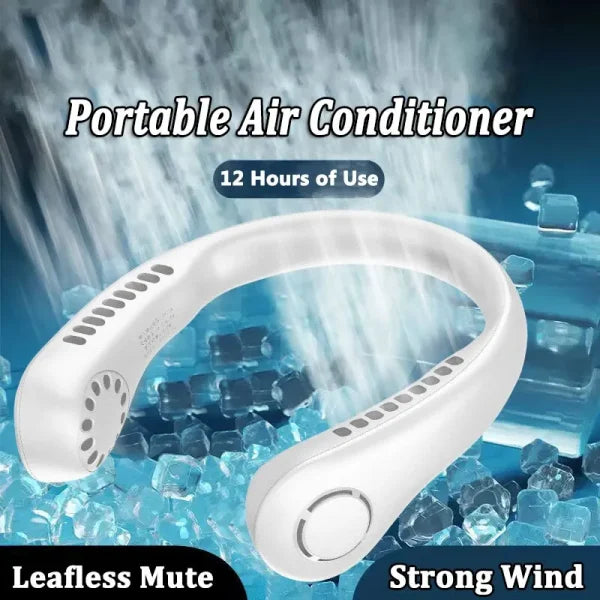 Mini Bladeless Neck Fan – USB Rechargeable, 3-Speed, Portable & Quiet Cooling for Outdoor, Office & Travel Use