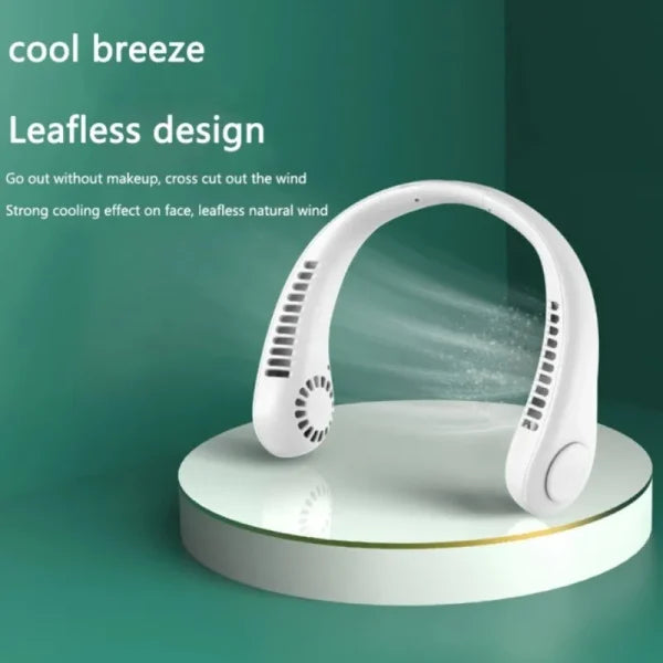 Mini Bladeless Neck Fan – USB Rechargeable, 3-Speed, Portable & Quiet Cooling for Outdoor, Office & Travel Use