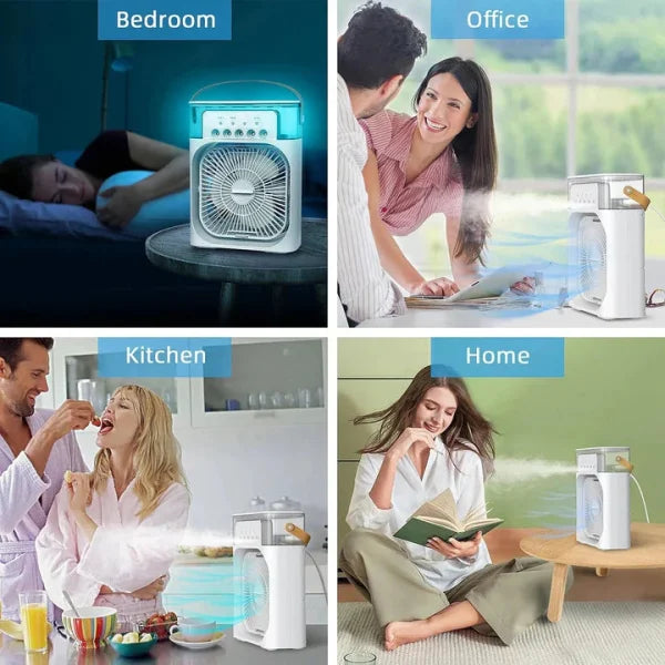 Portable USB Air Conditioner Fan with Humidifier & Fine Mist – 3-Speed Mini Cooling Fan (Random Color, 9.5-Inch)