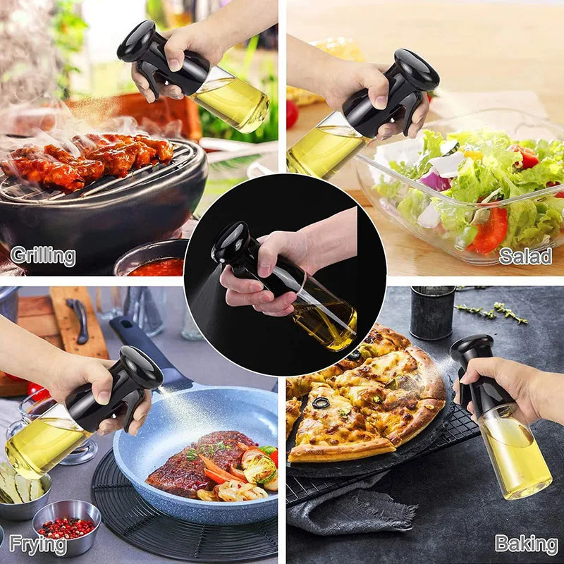 200ML Press-Type Oil Spray Bottle – Refillable Olive Oil & Vinegar Sprayer for Cooking, BBQ & Healthy Eating